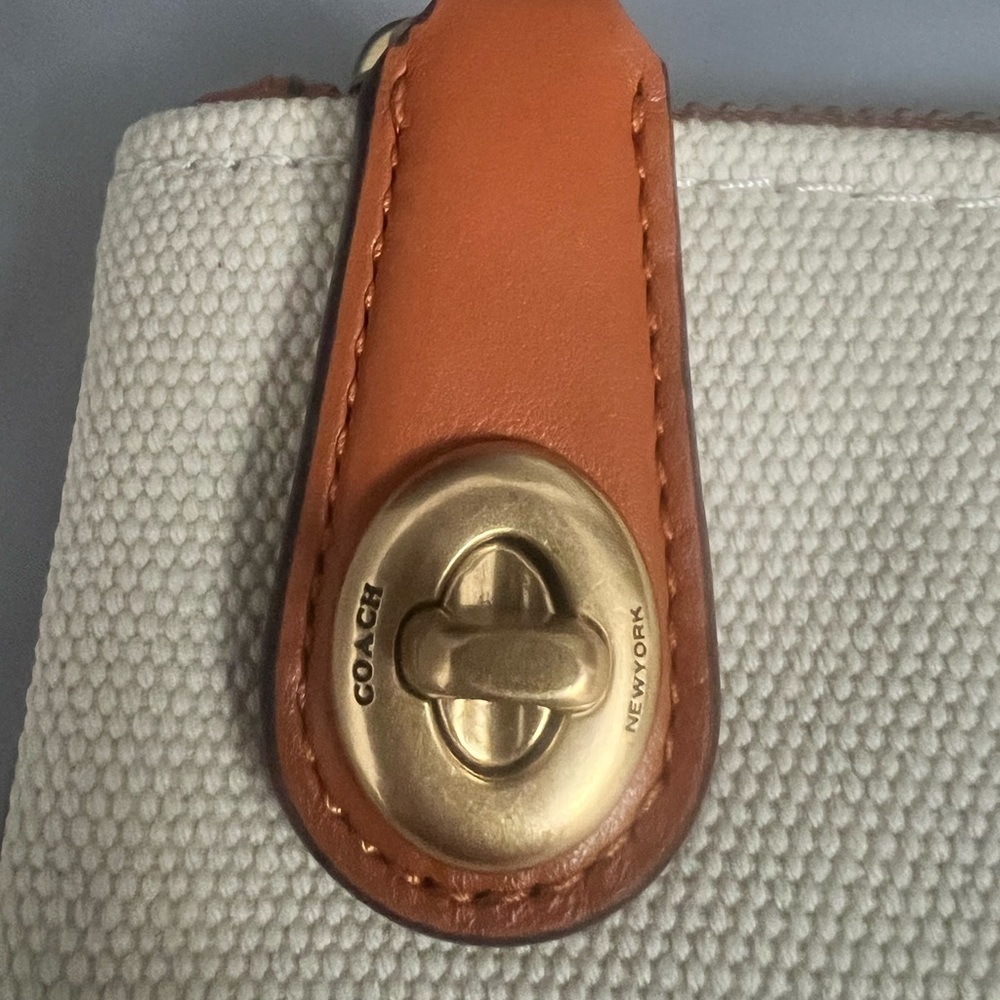 Coach Canvas Pouch with Gold Turnlock - Picture 3 of 6